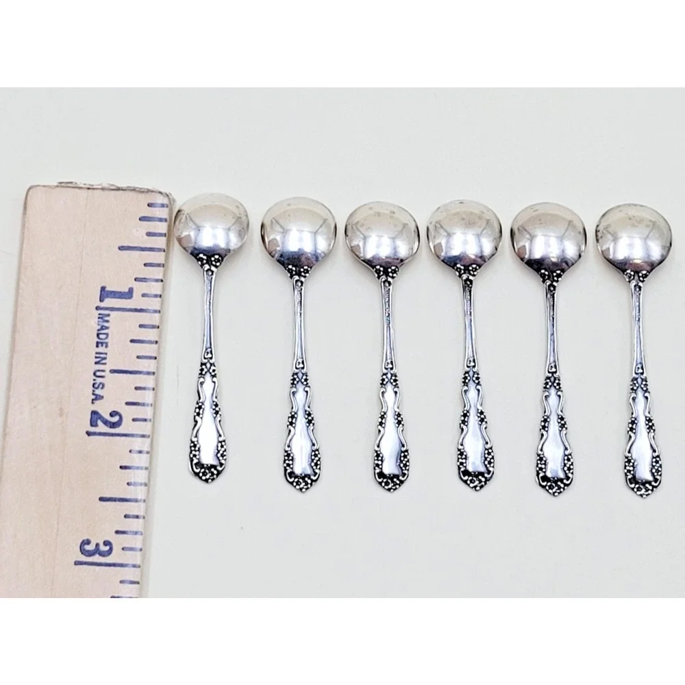 Rare Simpson Hall Miller Company Sterling Salt Spoon Set of 6 Spoons Descontinue